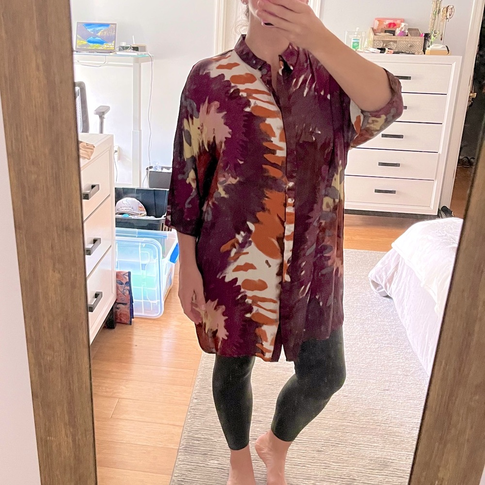 Parfois silky button down tunic